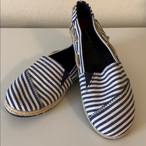 Nautica Shoes - Nautica blue and white striped flats - Size 6
